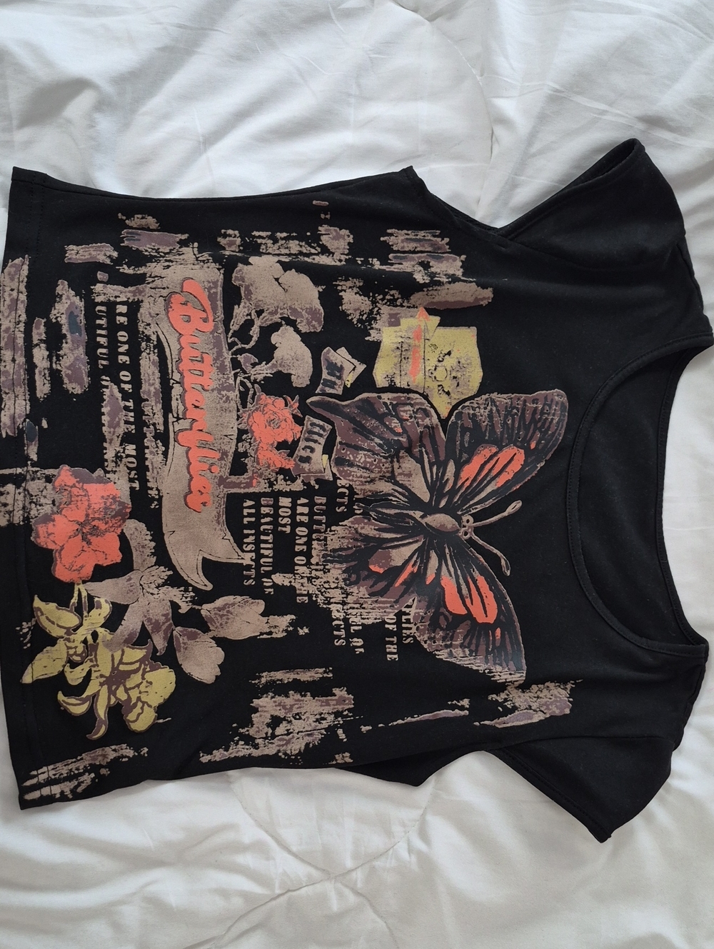 Black Butterfly Graphic Scoop Neck Tank Top
